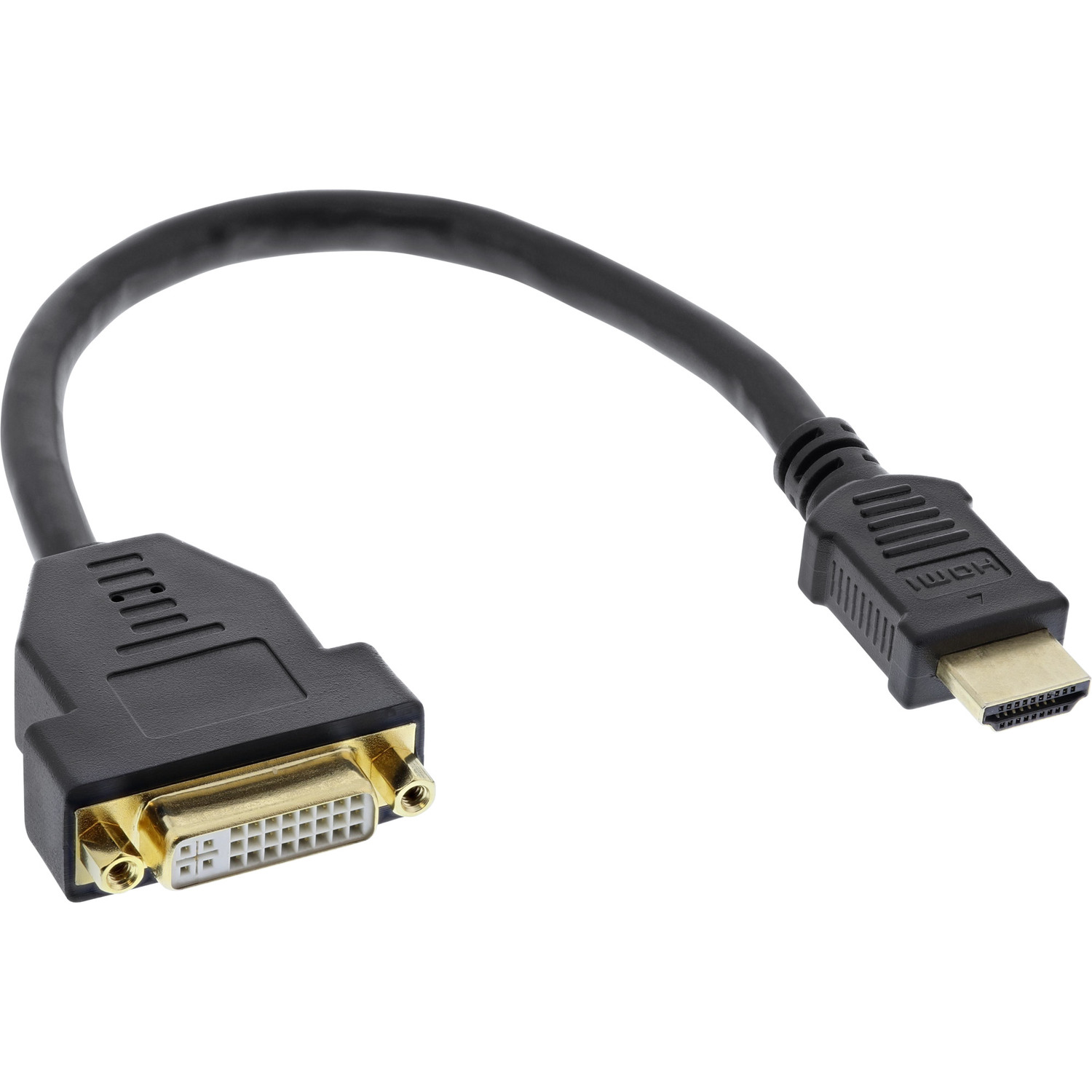 HDMI Stecker zu HDMI-DVI 0,2m HDMI InLine® Adapterkabel, INLINE auf DVI Buchse,