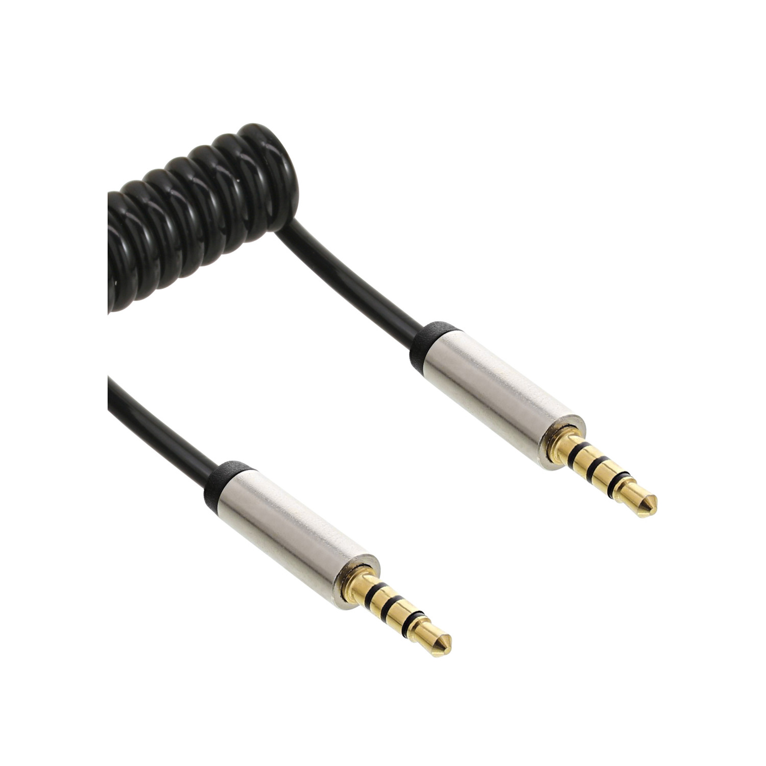 Spiralkabel InLine® INLINE Slim zu Klinke Audio Klinke 4-polig, Stereo,, ST/ST, 3,5mm m 1 Klinke,