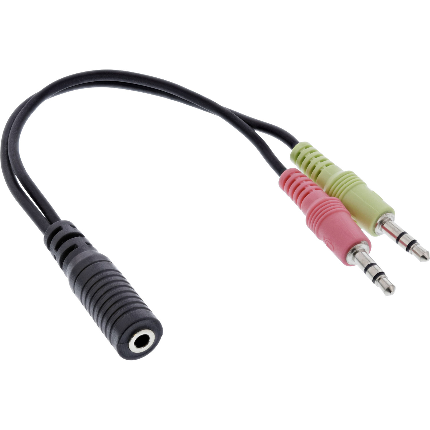 INLINE InLine® Buchse, 0,15 zu Audio an Klinke, Klinke Headset 2x Klinke m Stecker 3,5mm Adapterkabel