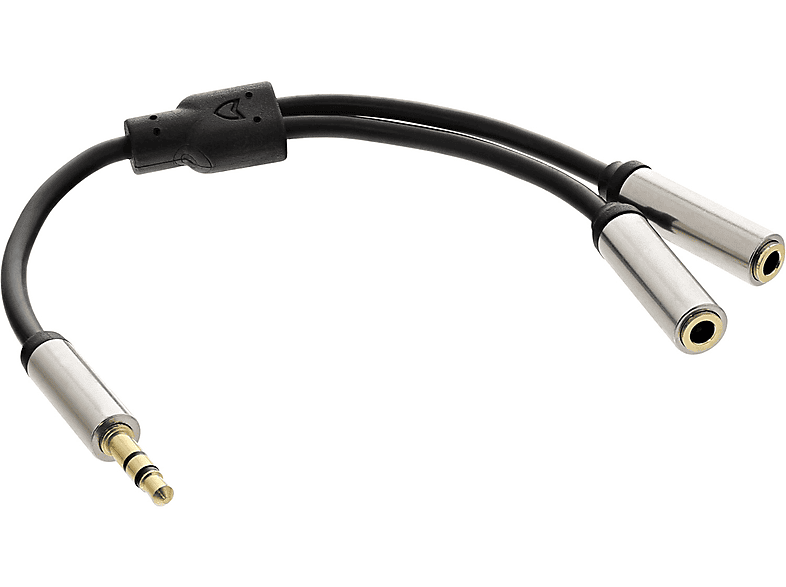 INLINE InLine® Slim Audio Y-Kabel Klinke 3,5mm ST an 2x BU, 0,15m Kabel zu /, Klinke zu Klinke, 0,15 m