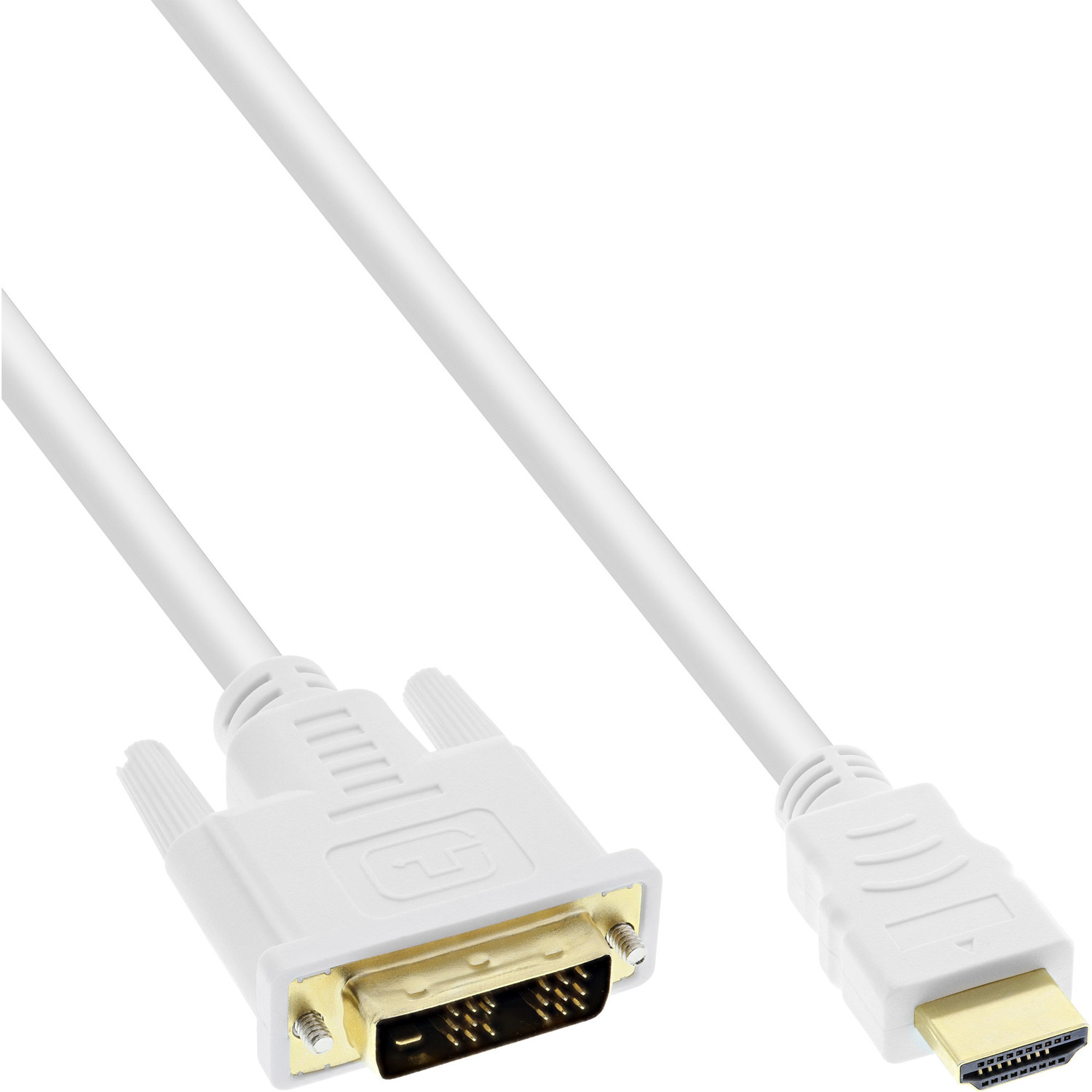 0,5m DVI gold, HDMI Kabel, INLINE / HDMI 18+1 InLine® HDMI-DVI Stecker weiß auf