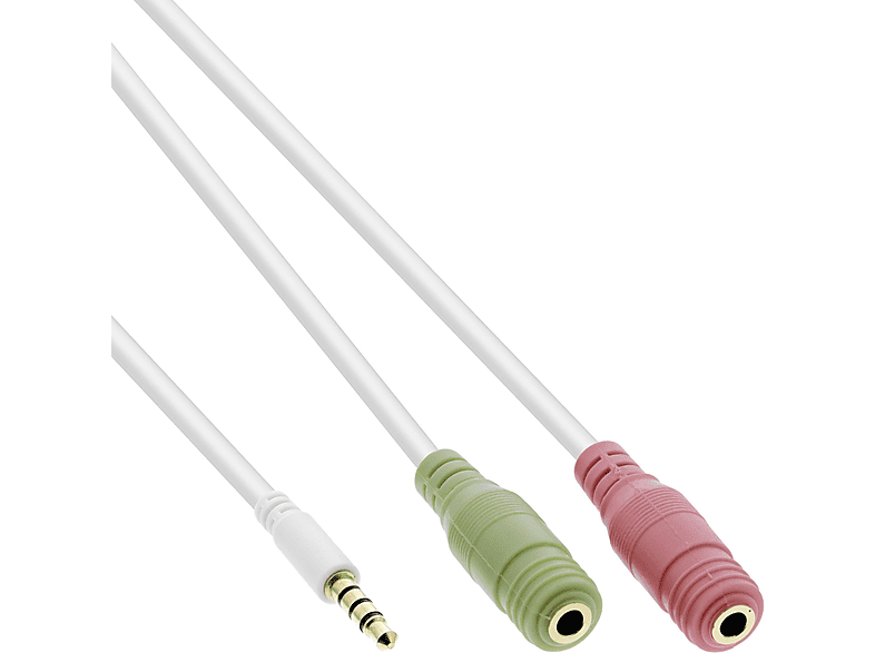 Stecker 3,5mm Headset an 1 zu InLine® Klinke m Klinke 4pol. 2x, Audio Klinke, Adapterkabel, INLINE
