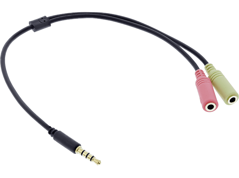 m Headset 4pol. Klinke Adapterkabel, 0,25 Stecker Klinke, 3,5mm 2x, zu InLine® INLINE Audio Klinke an