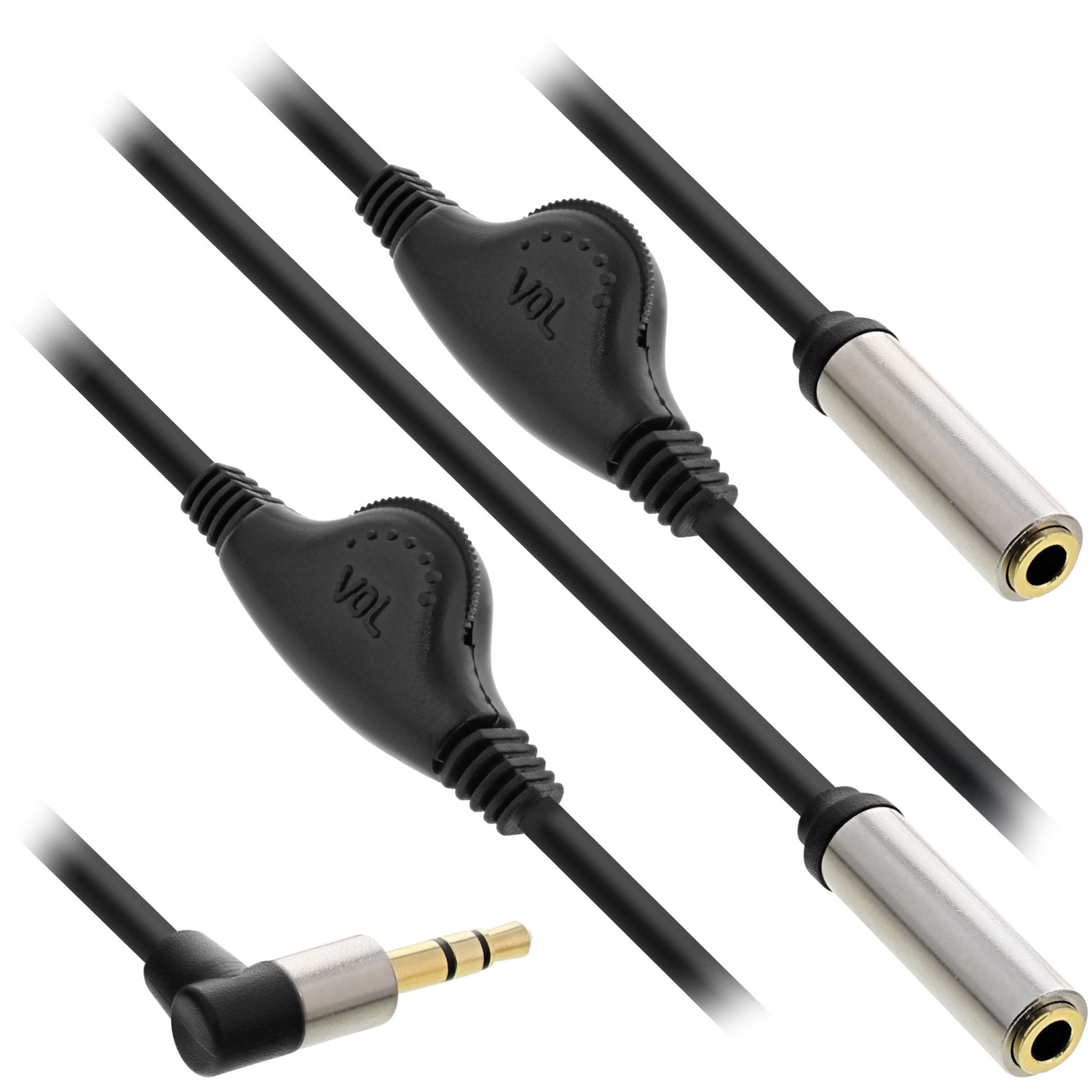 INLINE InLine® Slim Audio Y-Kabel /, zu an gewinkelt 3,5mm 0,25 Klinke Klinke Stecker m mit Klinke, 2x