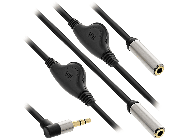 INLINE InLine® Slim Audio mit /, zu 3,5mm Stecker Klinke, Y-Kabel 0,25 an gewinkelt Klinke m 2x Klinke
