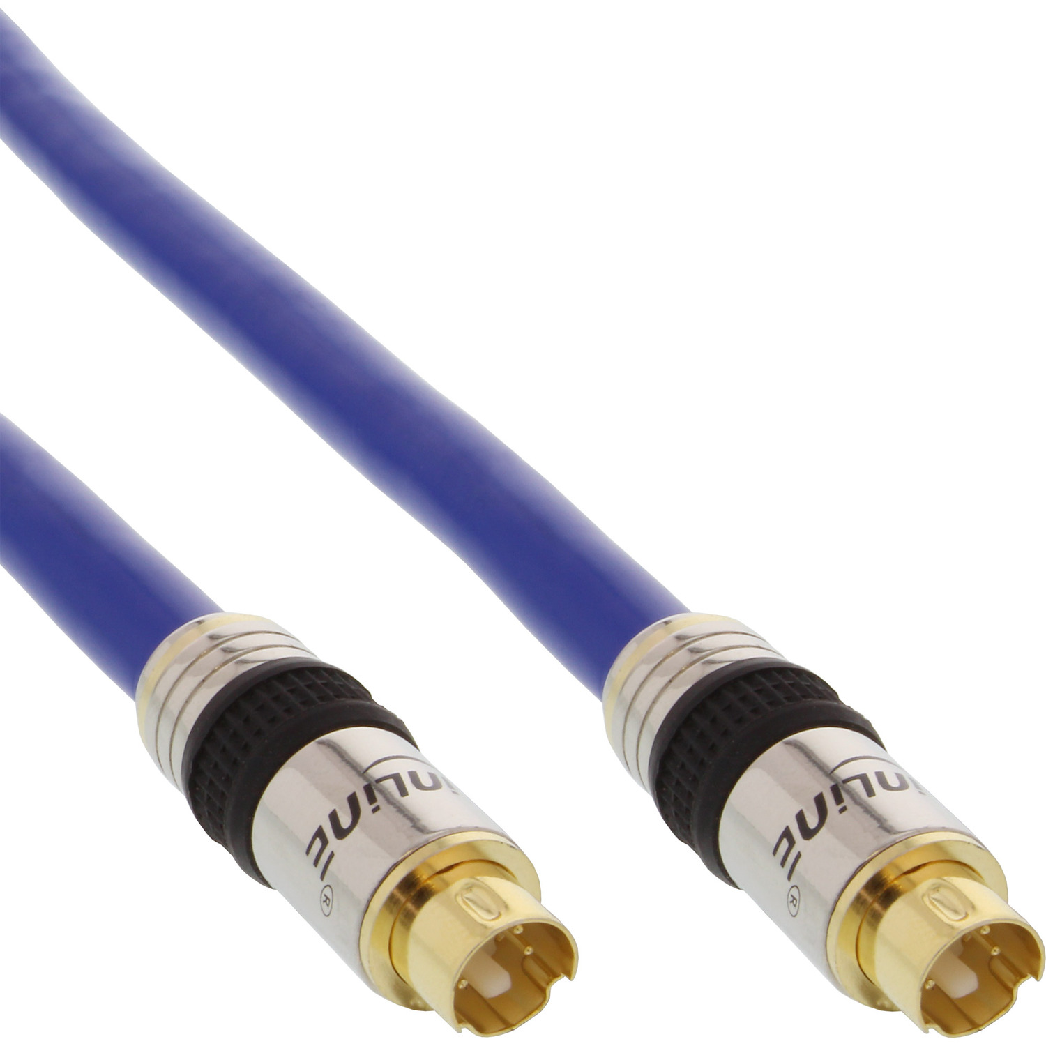 1 Kabel, DIN INLINE vergoldete Stecker, m / InLine® mini / S-VHS 1m, S-VHS, PREMIUM, Scart 4pol