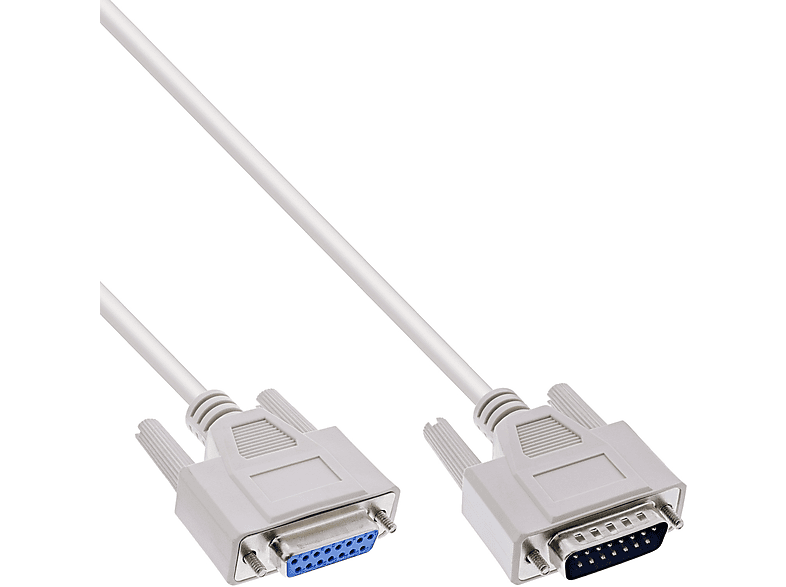 Kabel / Buchse, 15pol Seriell InLine® Joystickverlängerung, beige Parallel, / / INLINE Stecker 10m