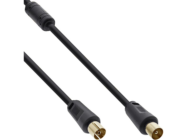 INLINE InLine® Antennenkabel, 2x geschirmt, mit Filter, <gt/>85dB, schwarz, 1m / Sat / Antenne | Adapter & Kabel