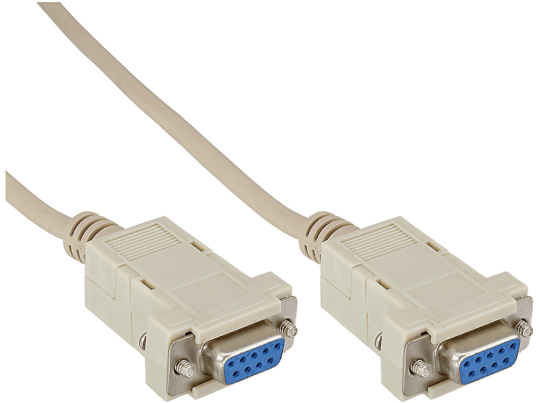 Parallel, Nullmodemkabel, beige 2m, Buchse Seriell / Kabel INLINE InLine® 9pol / Buchse, geklippt /