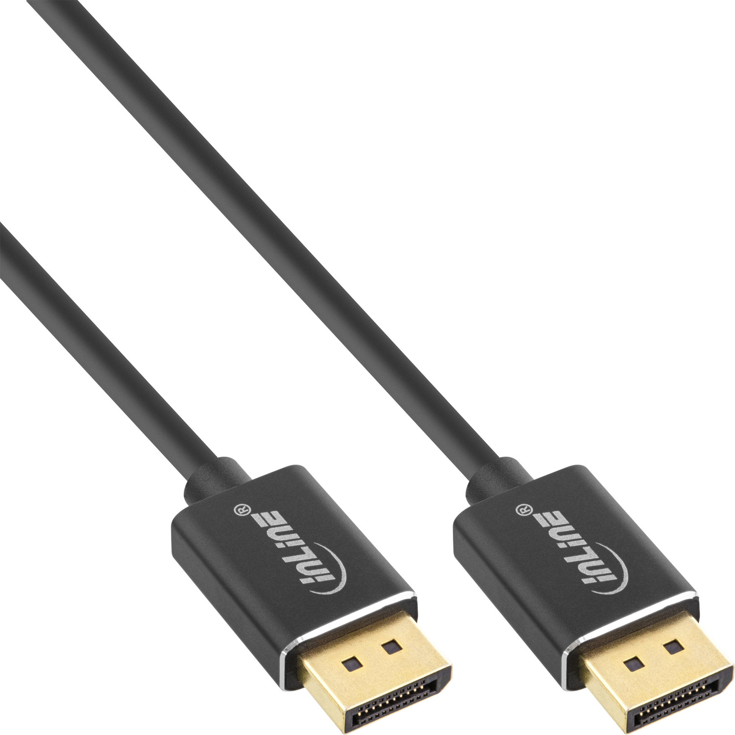 INLINE InLine® DisplayPort 1.4 Kabel Displayport, 8K4K, 1,5m Slim, vergoldete schwarz schwarz