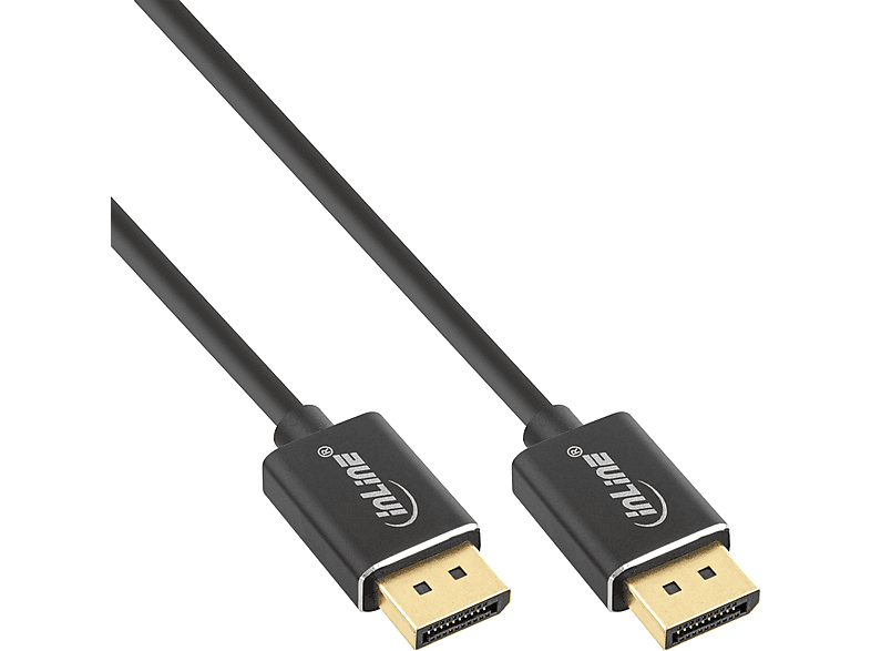 1.4 0,5m DisplayPort Kabel Displayport, Slim, schwarz, InLine® schwarz INLINE vergoldete 8K4K,