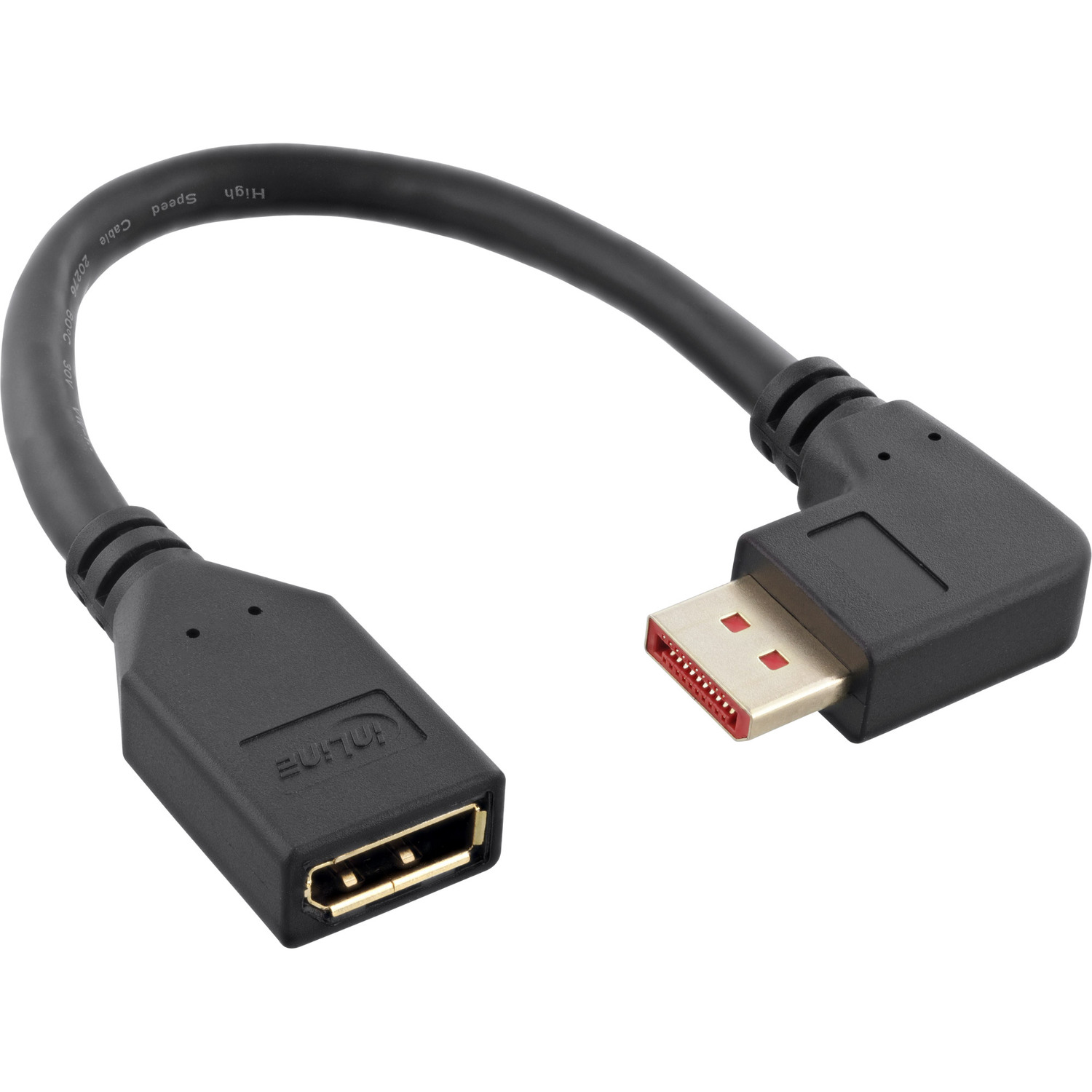 INLINE InLine® DisplayPort 1.4 Adapterkabel Displayport, schwarz 8K4K, rechts ST/BU, gewinkelt