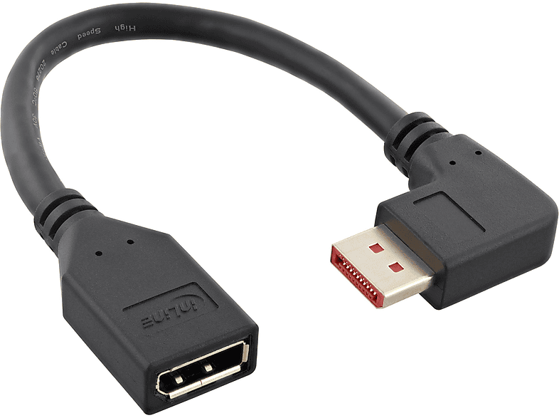 Adapterkabel 8K4K, rechts schwarz ST/BU, InLine® gewinkelt, 1.4 DisplayPort INLINE Displayport,
