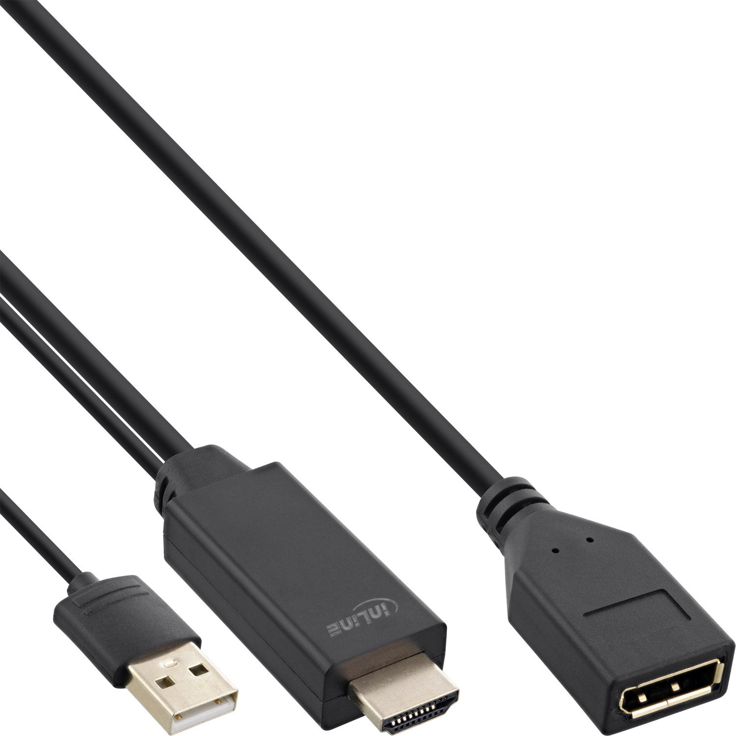 INLINE m DisplayPort zu zu 4K, schwarz/gold,, Kabel, Konverter HDMI ST BU HDMI DisplayPort, InLine® 0,3