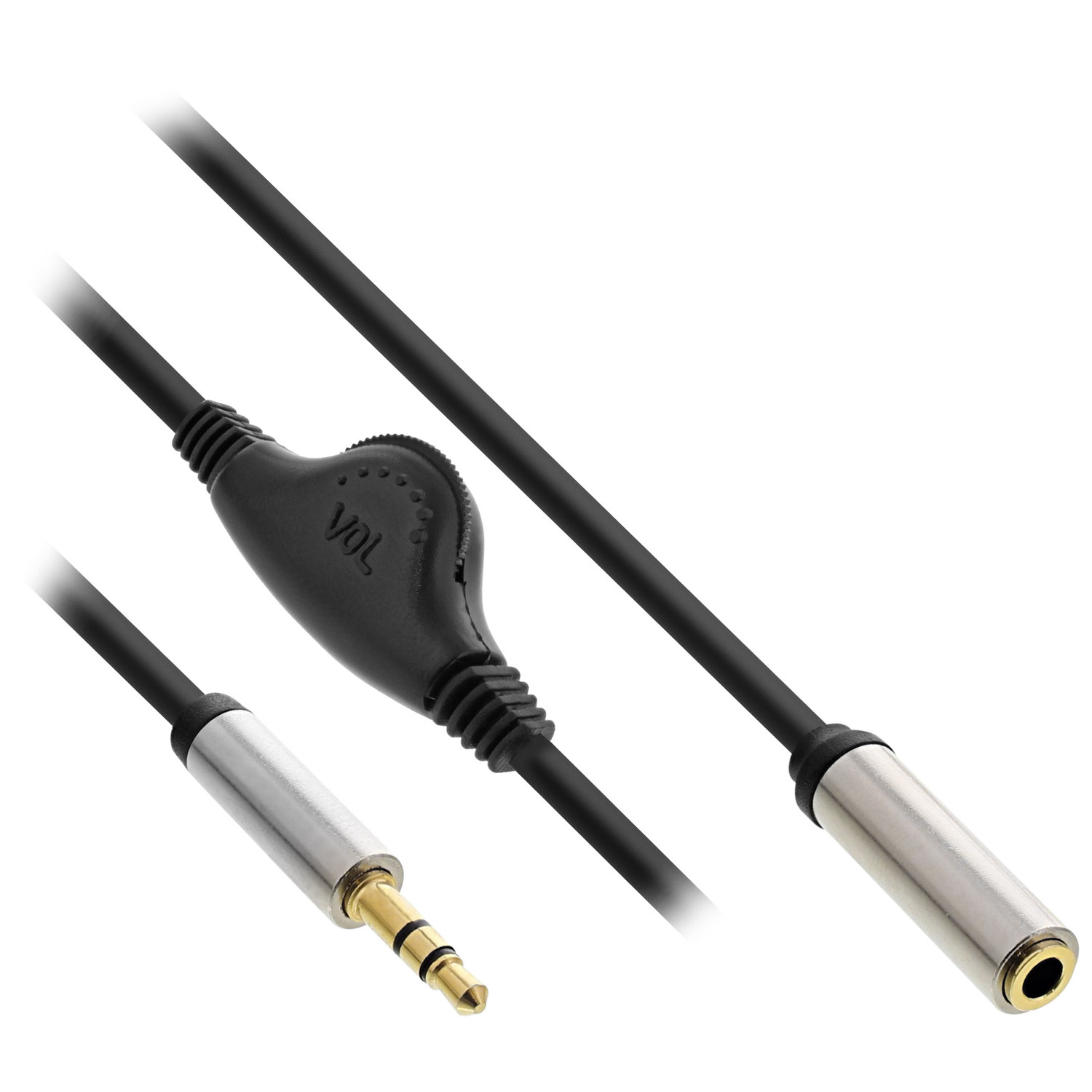 INLINE InLine® Klinke, Klinke zu ST / Slim BU, Lautstärkeregler,, 0,25 3,5mm Audio Klinke m mit Kabel