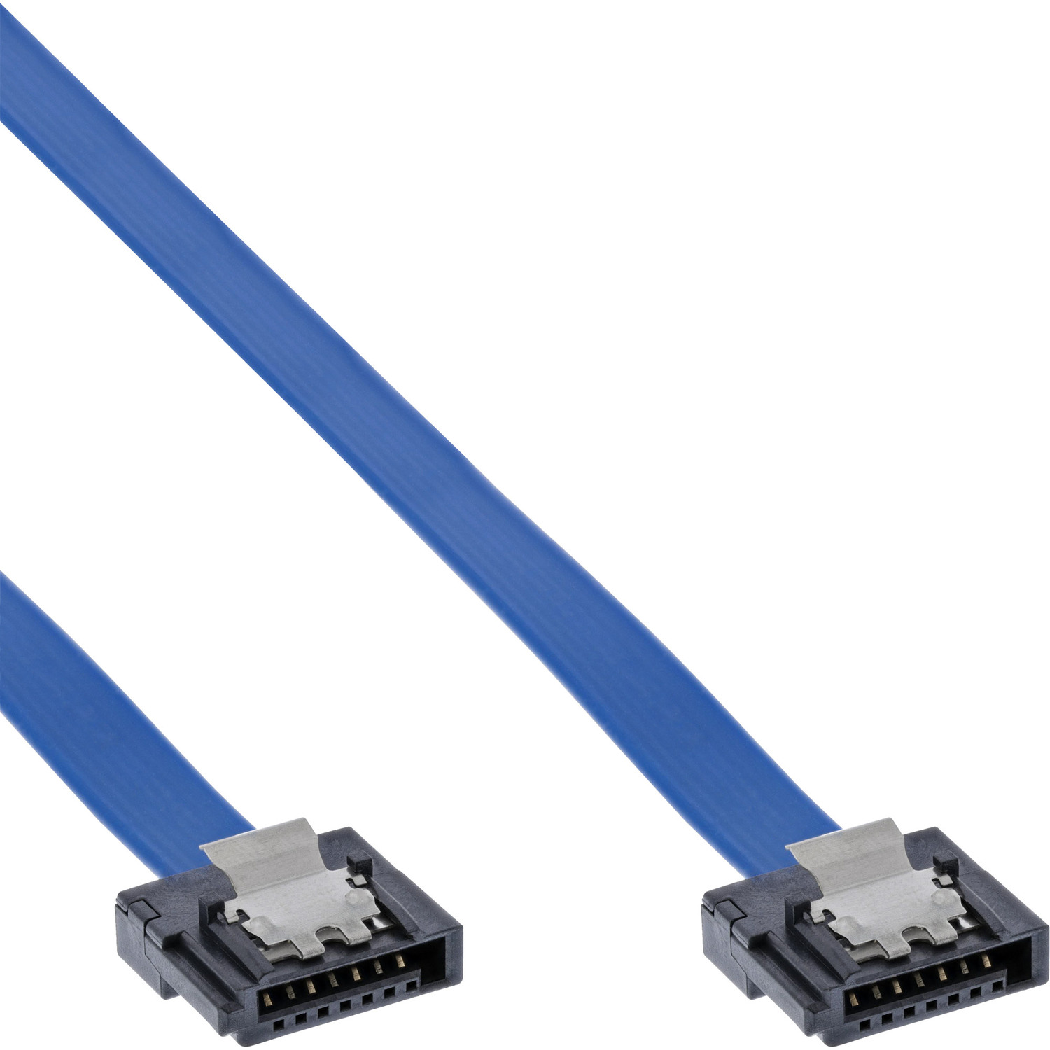 INLINE InLine® SATA 6Gb/s Anschlusskabel Sicherheitslasche, mit SATA, klein, 0,15m blau