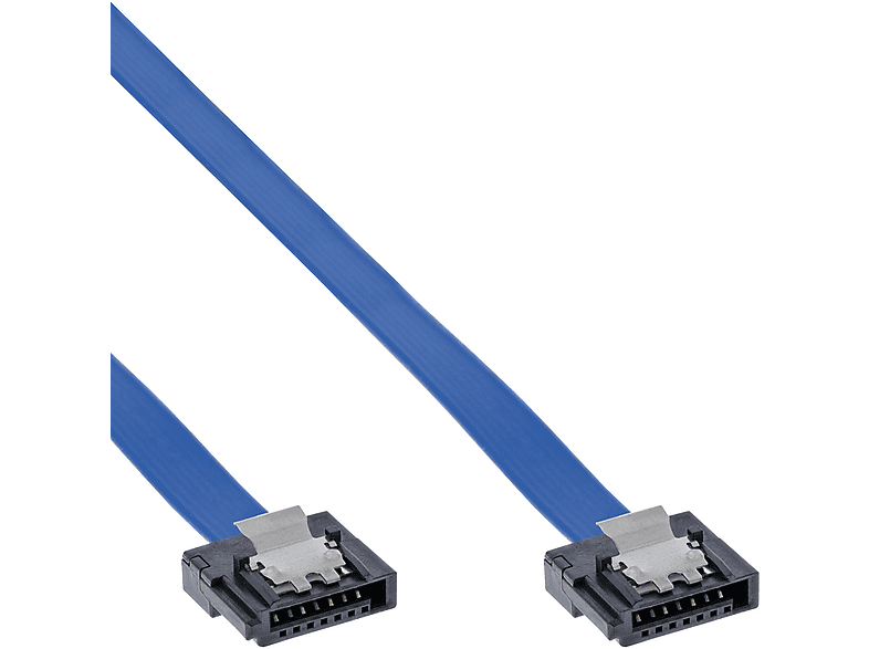 INLINE InLine® SATA 6Gb/s Anschlusskabel klein, mit Sicherheitslasche, 0,3m SATA, blau
