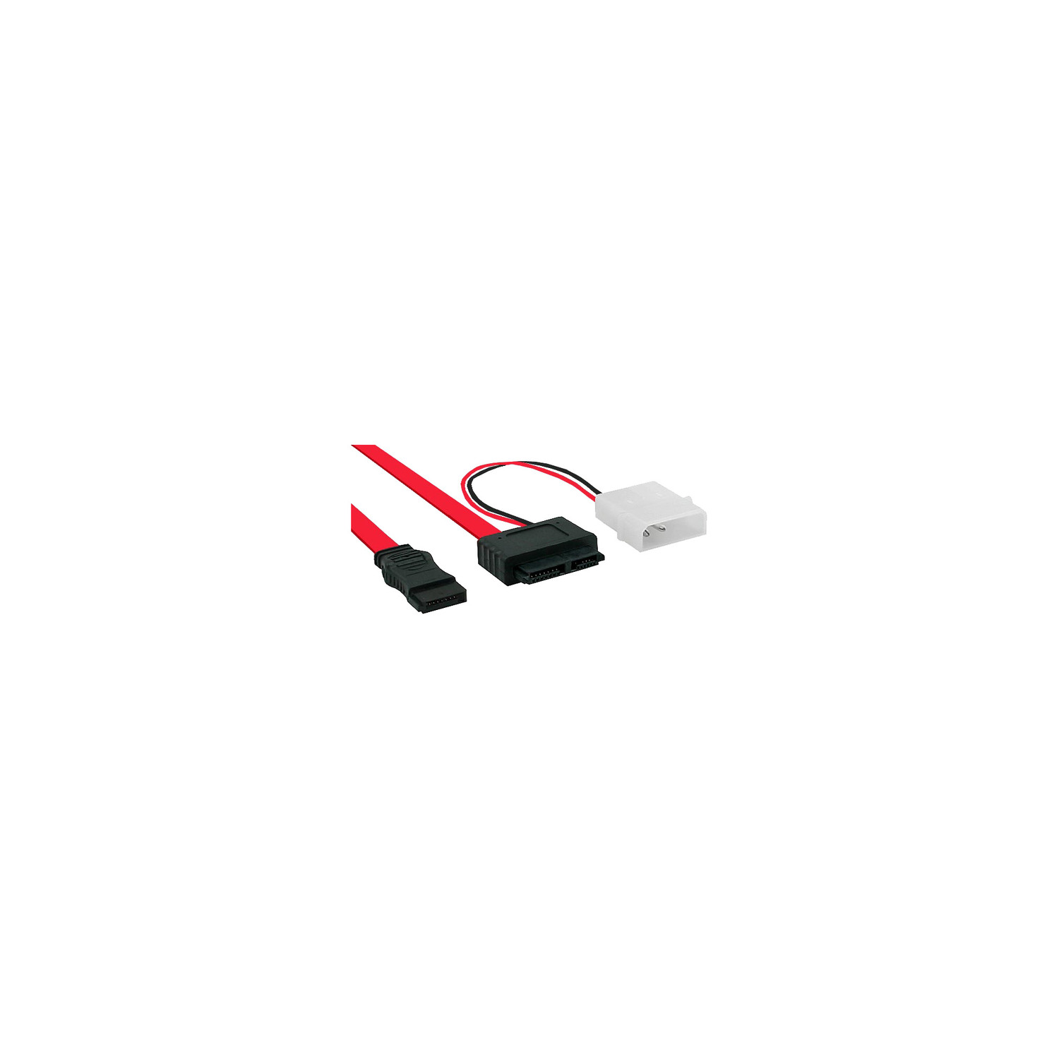 INLINE InLine® Slimline SATA Kabel, + zu 0,4m Strom, (7+6) SATA, schwarz 13pol. Stecker