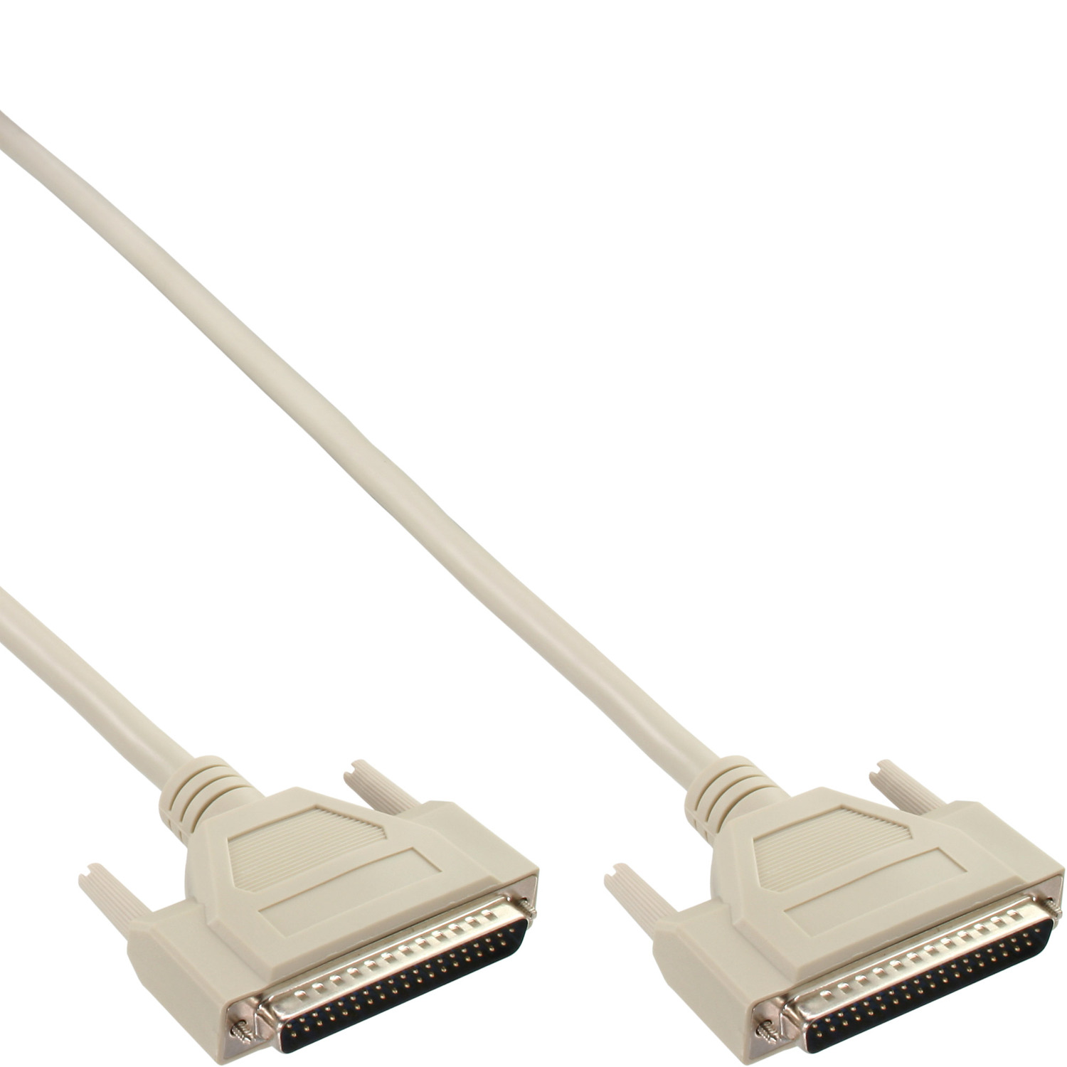 INLINE InLine® Serielles 1:1 Stecker 37pol Parallel, vergossen, / Stecker, / Seriell 5m Kabel, beige 