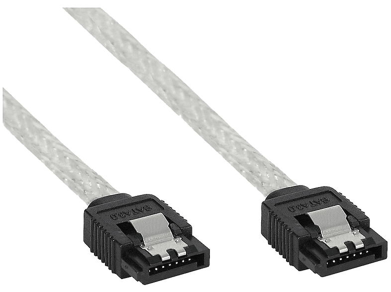 INLINE InLine® SATA 6Gb/s Kabel rund, mit Lasche, 0,3m SATA, transparent | Adapter & Kabel
