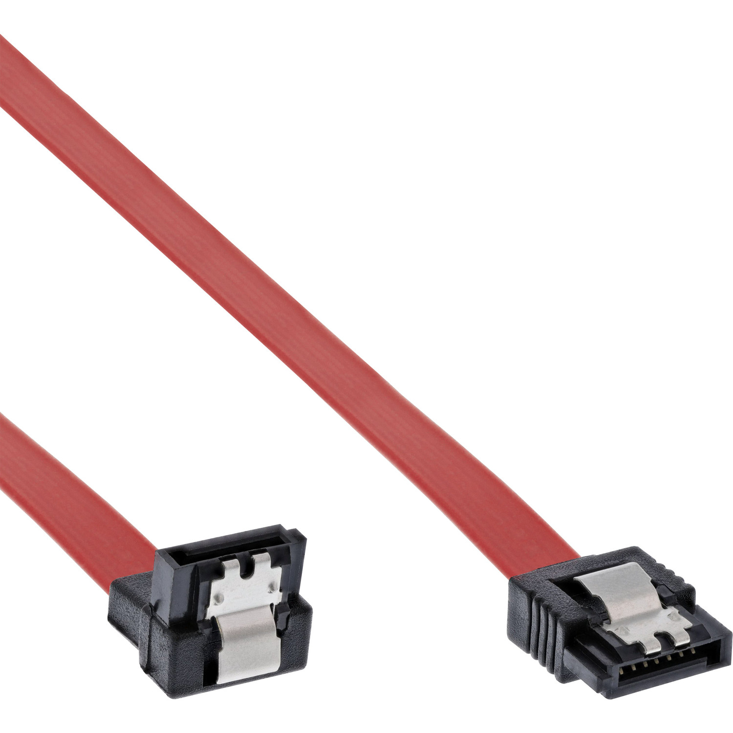 INLINE InLine® SATA Anschlusskabel SATA, abgewinkelt, rot mit Sicherheitslasche, 0,5m