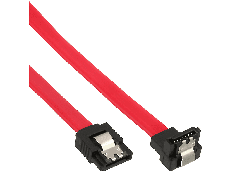 INLINE InLine® SATA Anschlusskabel abgewinkelt, mit Sicherheitslasche, 0,15m SATA, rot