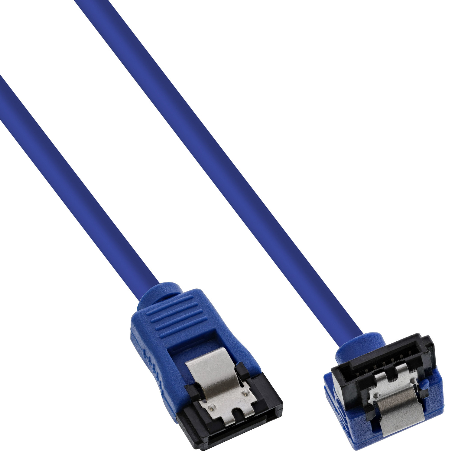 INLINE InLine® SATA 6Gb/s Anschlusskabel mit blau 0,3m blau, SATA, rund, abgewinkelt