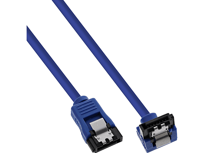 INLINE InLine® SATA 6Gb/s Anschlusskabel rund, abgewinkelt, blau, mit 0,5m SATA, blau
