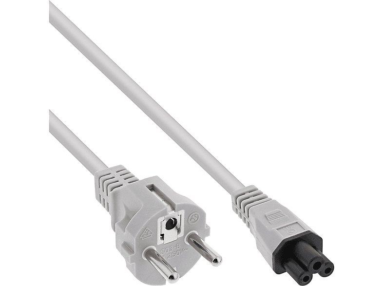Kupplung, m, extern, 1,8 3pol grau, InLine® Kabel, INLINE für Stromkabel Netzkabel 1,8m grau Notebook,
