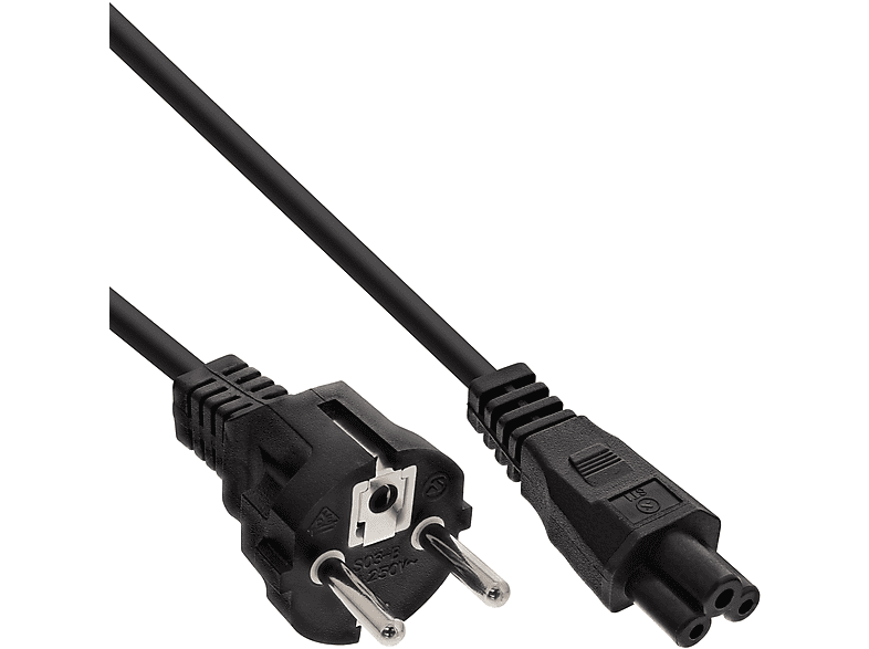 INLINE InLine® Netzkabel für Notebook, 3pol Kupplung, schwarz, 1m Kabel, Stromkabel extern, 1 m, schwarz