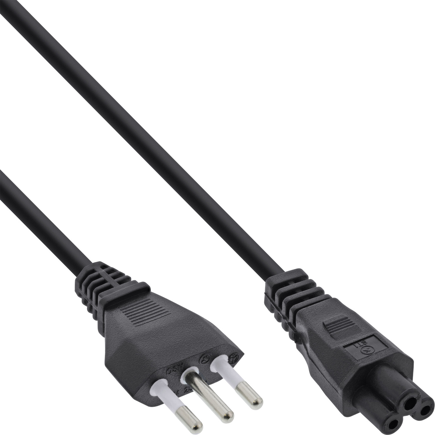 InLine® Netzkabel INLINE extern, schwarz 2 Kupplung, für Stromkabel 2,0m Notebook, Italien, Kabel, 3pol m,