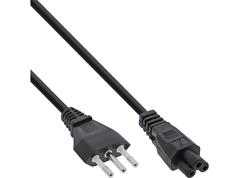 InLine® Netzkabel INLINE extern, schwarz 2 Kupplung, für Stromkabel 2,0m Notebook, Italien, Kabel, 3pol m,