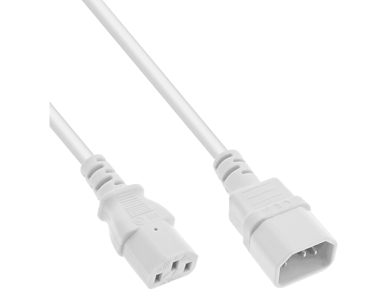 Kaltgeräteverlängerung, weiß, C14, 1m INLINE extern extern InLine® Stromkabel auf Kabel C13