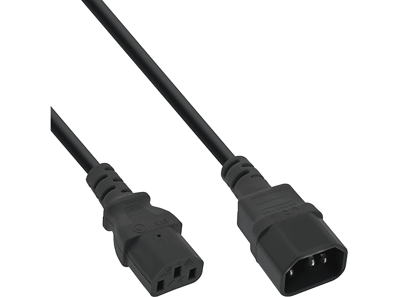 0,5m Kabel Kaltgeräteverlängerung, C14, Stromkabel INLINE InLine® Stromkabel C13 auf extern