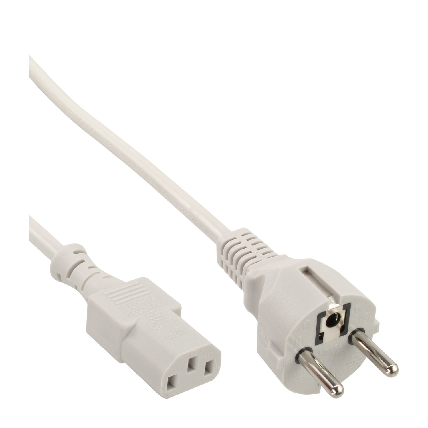 C13, InLine® INLINE Stromkabel auf Schutzkontakt extern Kaltgerätestecker gerade Netzkabel,