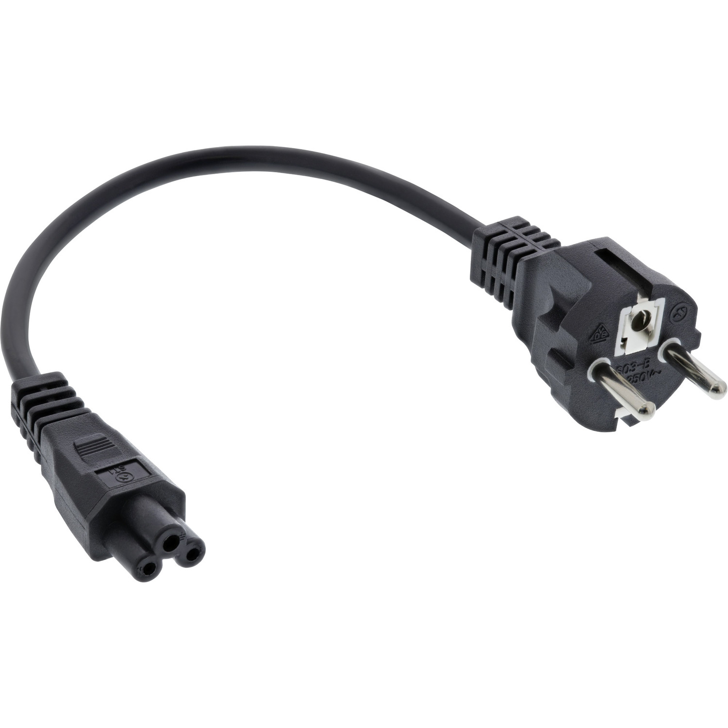 0,3m schwarz, Netzkabel m, InLine® Stromkabel für extern, 3pol Kabel, INLINE 0,3 schwarz Kupplung, Notebook,