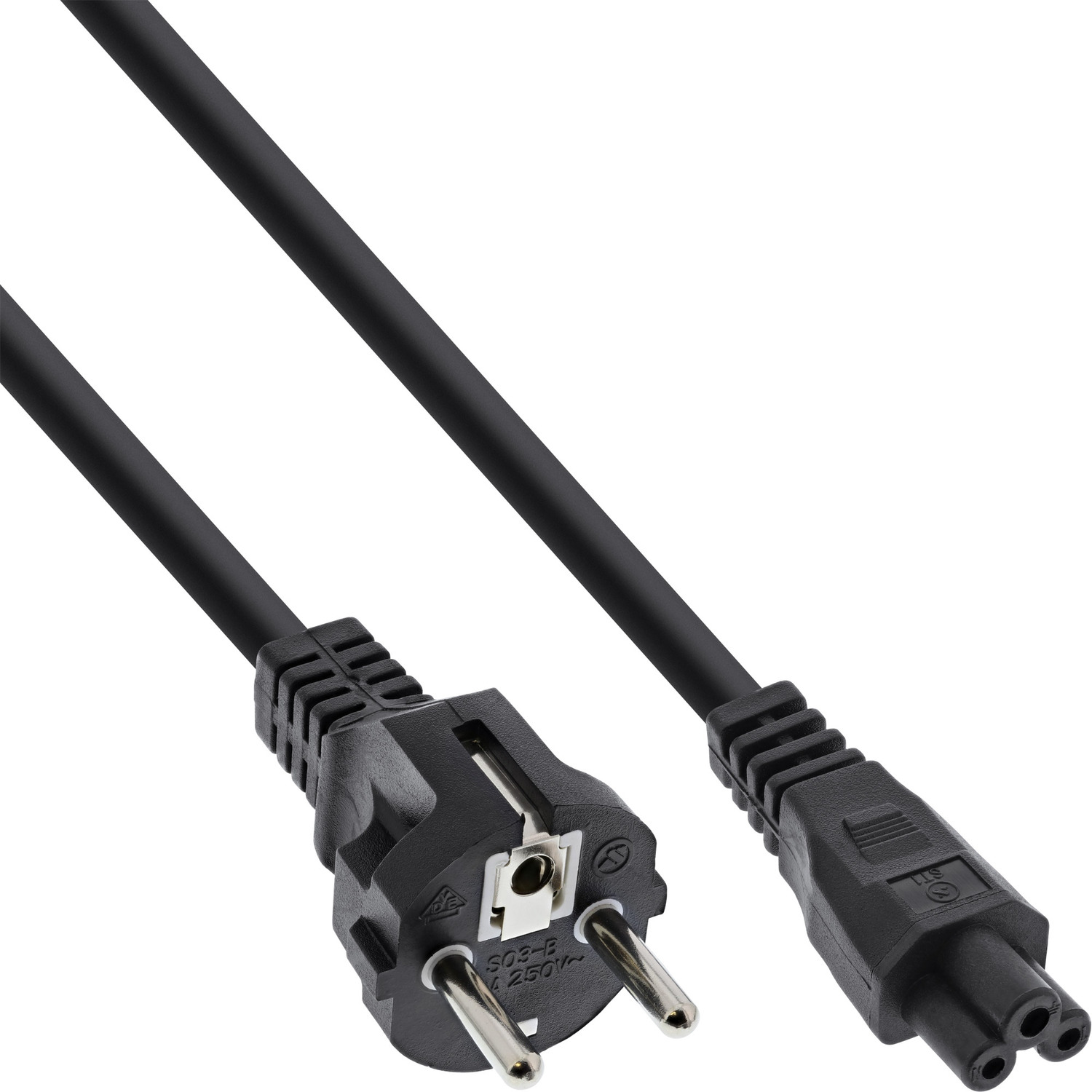 INLINE InLine® Stromkabel m, Kabel, für Kupplung, 3pol Notebook, schwarz extern, 0,5m schwarz, Netzkabel 0,5