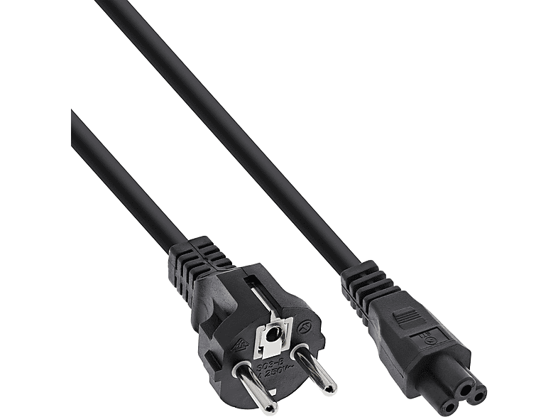 INLINE InLine® Netzkabel für Notebook, 3pol Kupplung, schwarz, 0,5m Kabel, Stromkabel extern, 0,5 m, schwarz