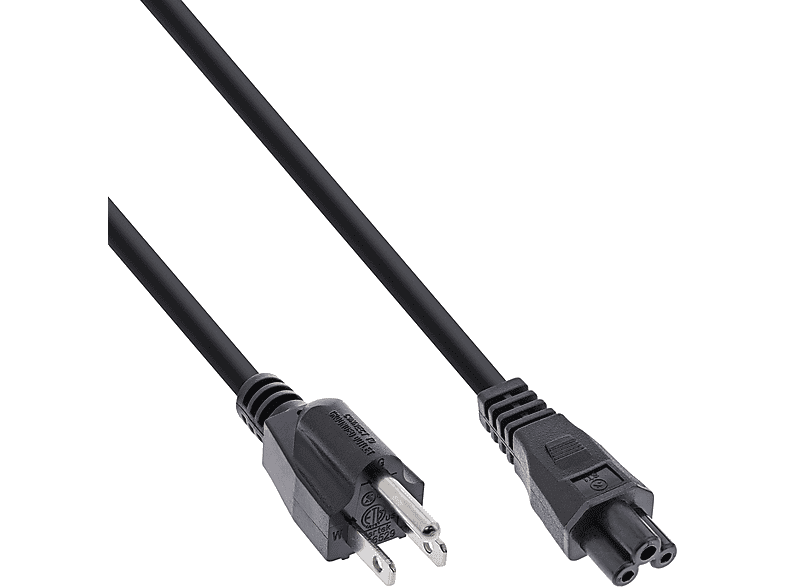 INLINE InLine® Netzkabel für Kupplung, Stromkabel 2 schwarz m, 3pol extern, Notebook, Kabel, 2m USA/Canada