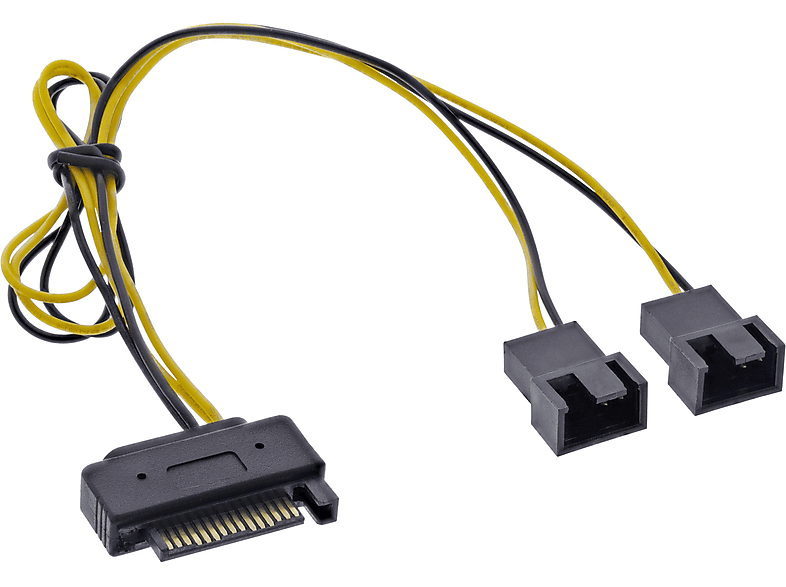 m INLINE 0,3m, intern, Lüfter 0,3 an Stecker, InLine® Buchse SATA (2pol) 2x Strom-Y-Kabel, Stromkabel
