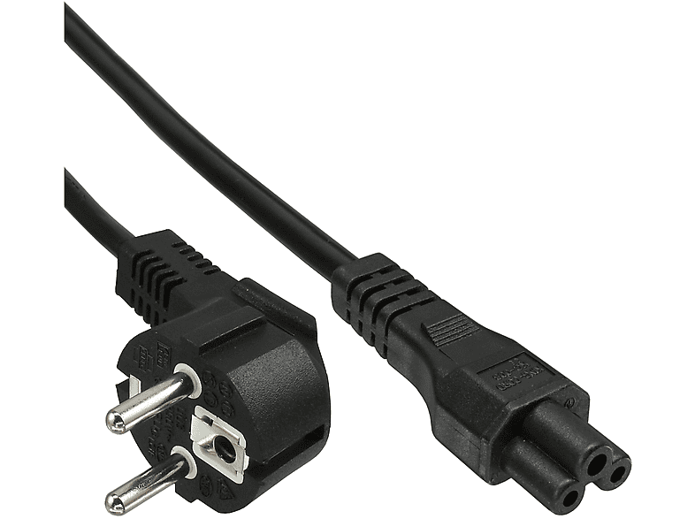 InLine® auf, 2 Stromkabel schwarz für Netzkabel Schutzkontaktstecker m, INLINE Notebook, extern, gewinkelt
