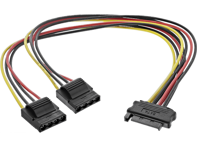 InLine SATA Strom Y-Kabel 15cm - 1x Buchse Auf 2x Stecker Für Festplatten