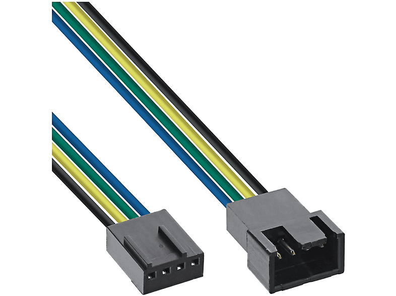 INLINE InLine® Lüfterkabel 4pol 0,7 PWM, m Buchse,, Verlängerung intern, Stecker Molex Stromkabel 