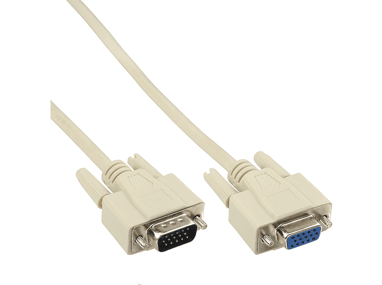 INLINE InLine® VGA Verlängerung, 15pol HD Stecker / Buchse, 2m Kabel SVGA / SVGA / VGA, beige