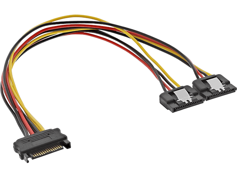 INLINE InLine® SATA Strom-Y-Kabel, Buchse an 2x Stecker mit 0,3m Kabel, Stromkabel intern, 0,3 m