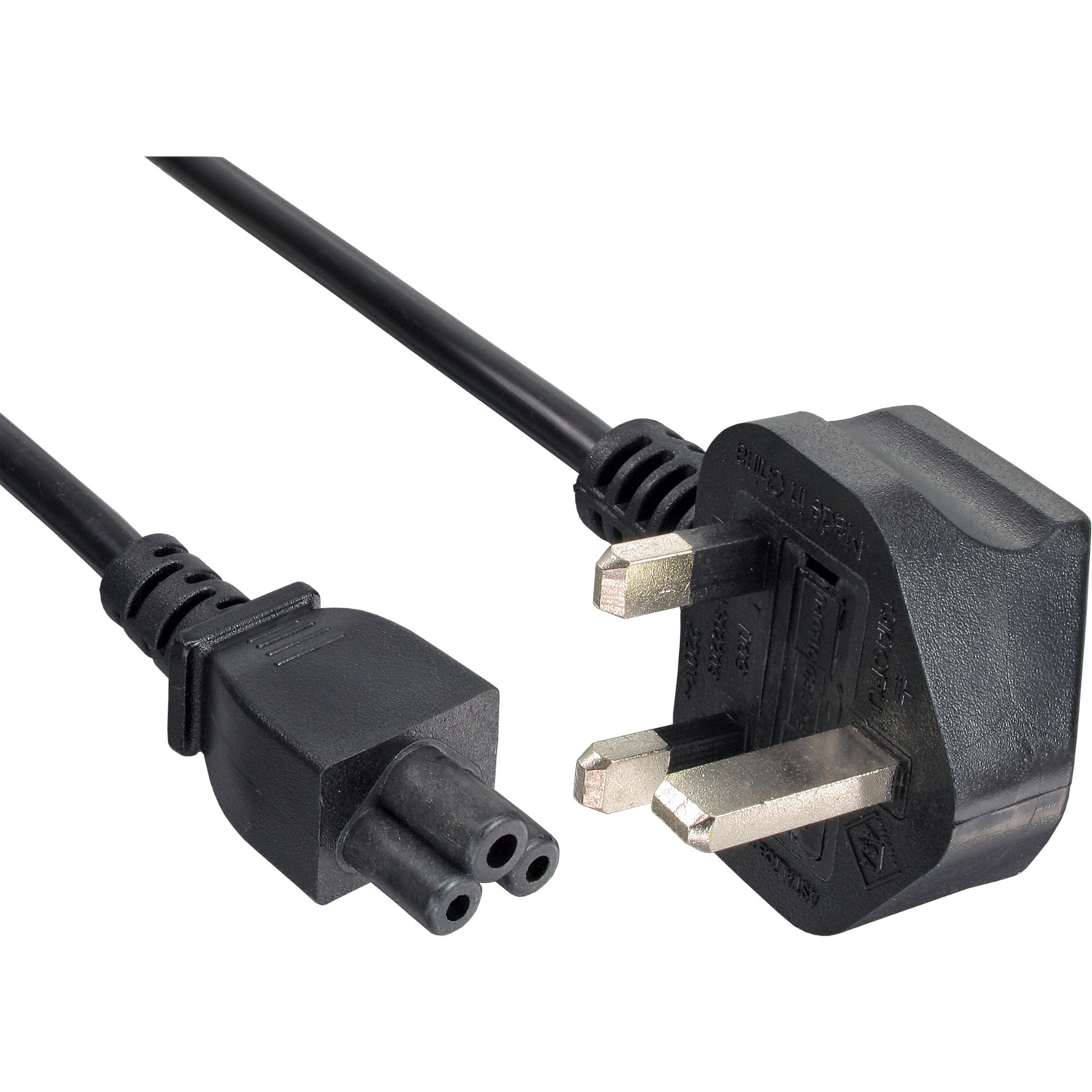 2 Stromkabel extern, m, Netzkabel Notebook, schwarz Kupplung, England, INLINE für InLine® Kabel, 2m 3pol
