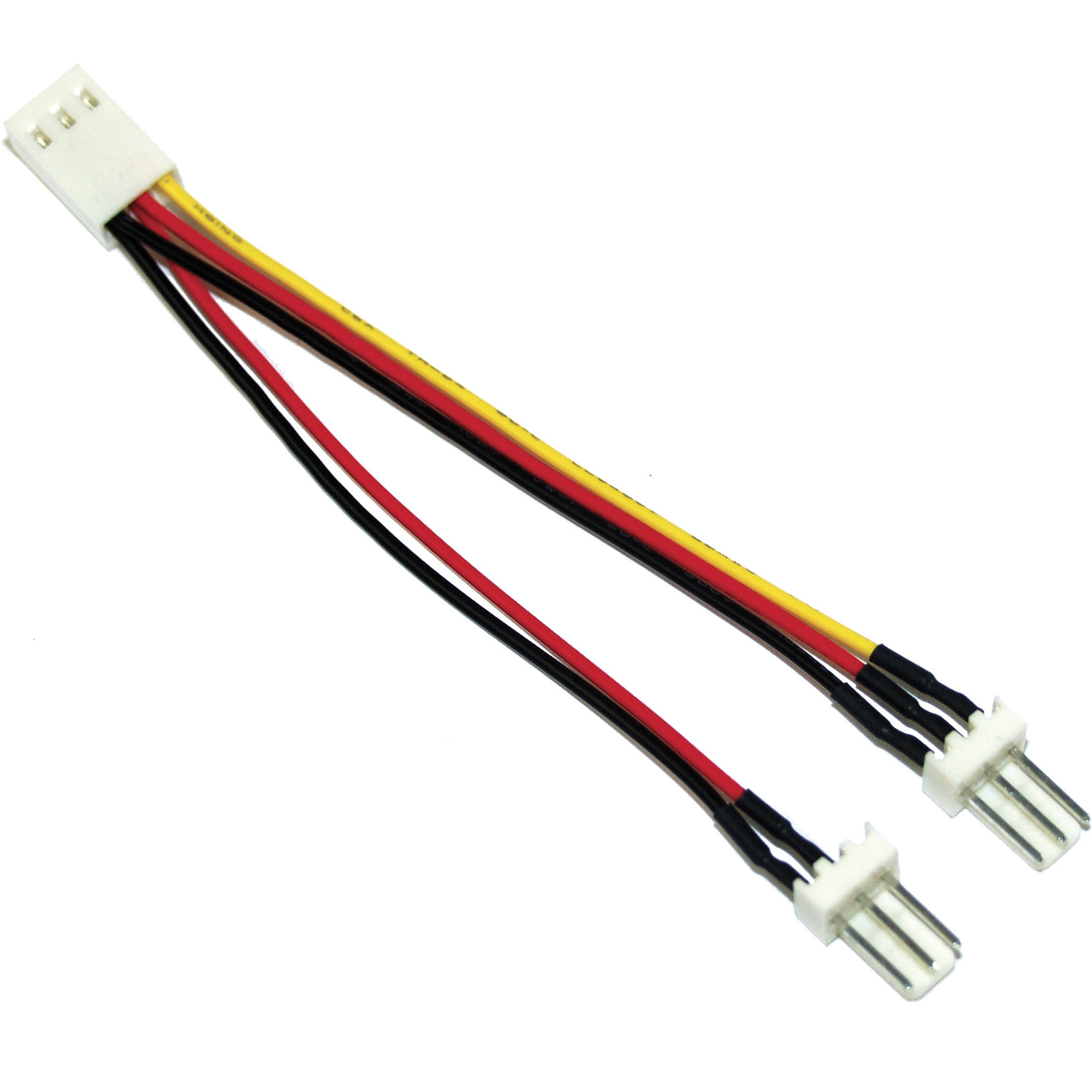 Buchse Lüfter 2x InLine® 0,1 m 3pol Adapterkabel, intern, an INLINE Stromkabel Stecker Kabel, Molex