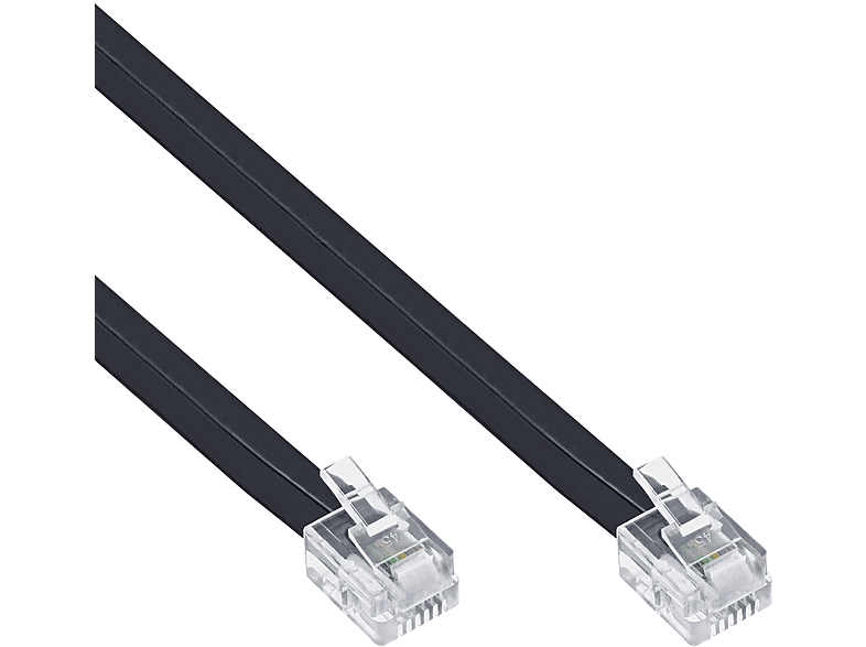 INLINE InLine® Modularkabel RJ11, Stecker / Stecker, 4adrig, 6P4C, 10m Kabel, TAE / ISDN / Western, 10 m