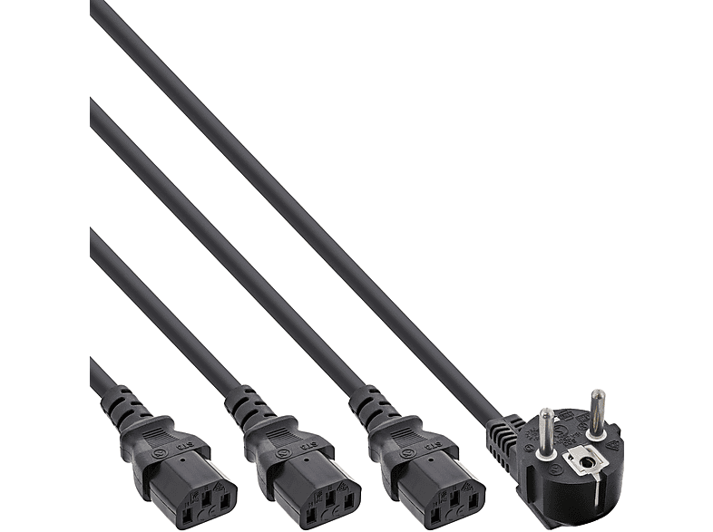 INLINE InLine® Stromkabel 3x Netz-Y-Kabel, zu extern Schutzkontaktstecker 1m extern 1x Kabel