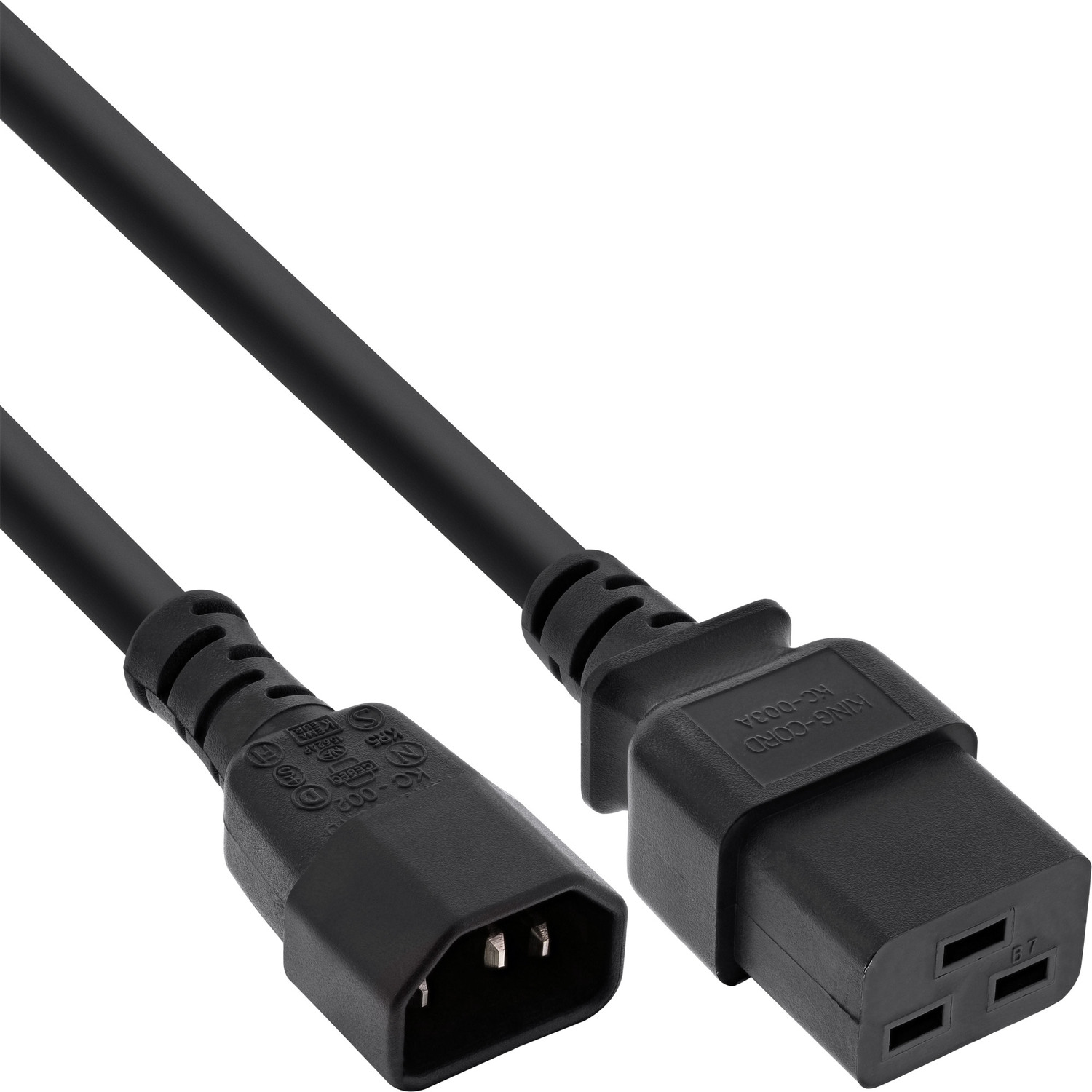 auf InLine® max. Stromkabel 3x1,5mm², C19, 2m Netz extern Adapterkabel, C14 INLINE IEC-60320